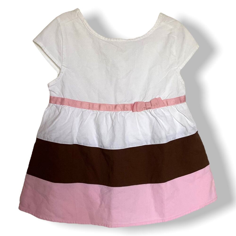 Gymboree Girl Blouse 10 White Pink Brown Neapolitan Pique Sweeter Than Chocolate